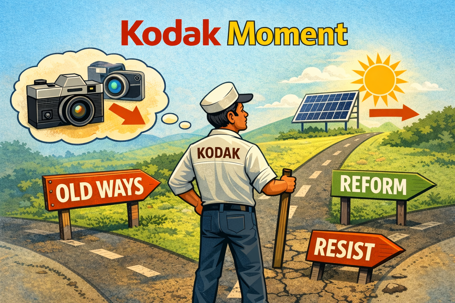 Illustration representing Indian DISCOMs navigating virtual net metering reforms