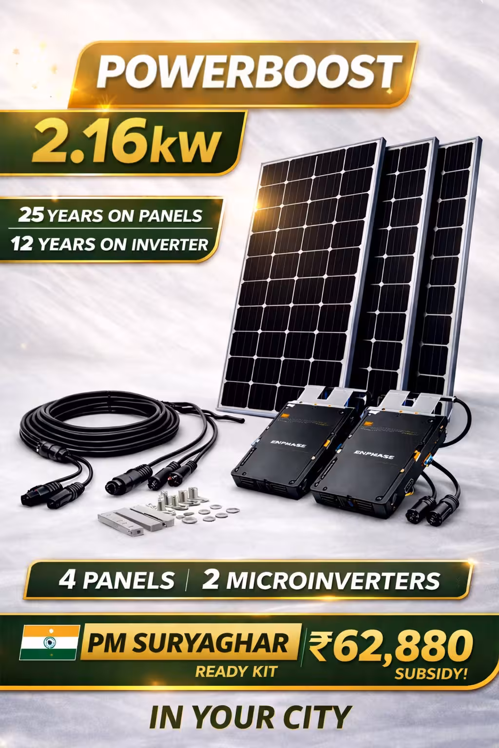 Reno PowerBoost 2.16 kW 1Phase – Bifacial modules, Ongrid High-Performance Micro Inverter Kit