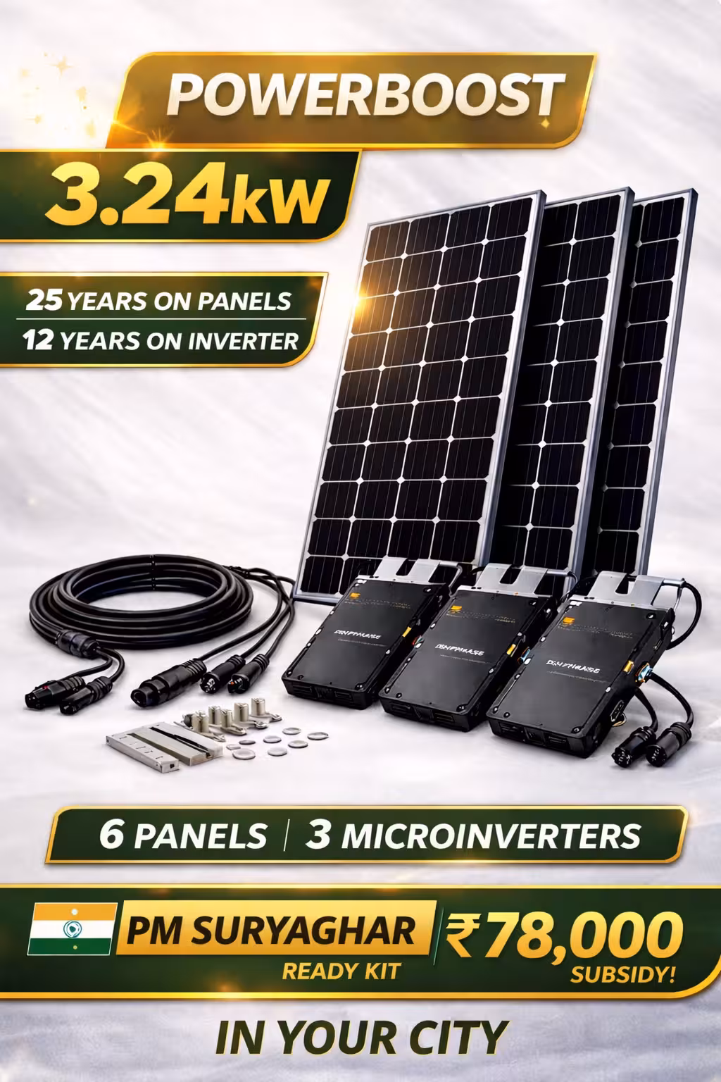 Reno PowerBoost 3.24 kW 1Phase – Bifacial modules, Ongrid High-Performance Micro Inverter Kit